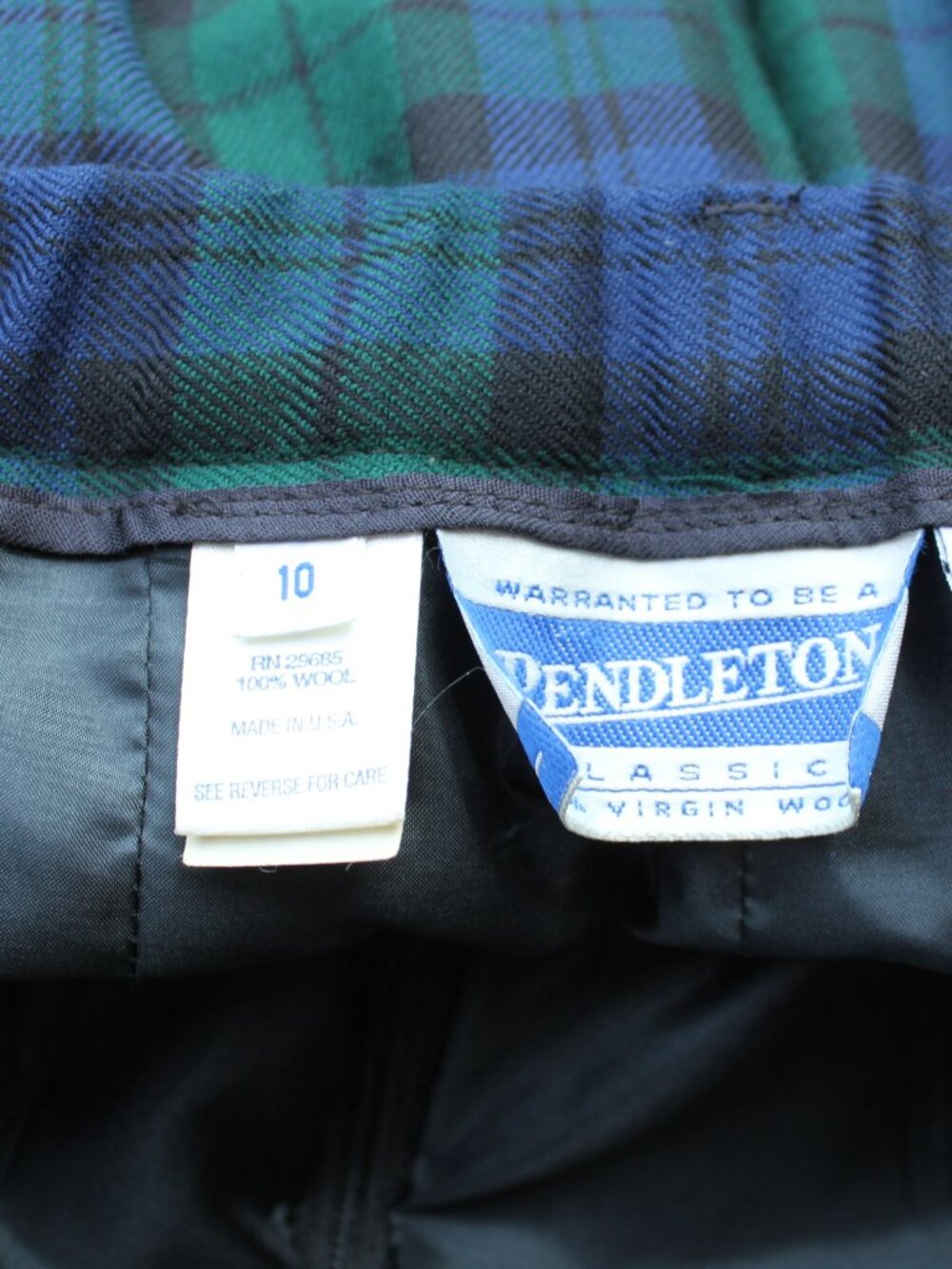 Vintage Pendleton Wool Plaid Pants Black Watch Tartan High Waist 10 - Picture 6 of 6